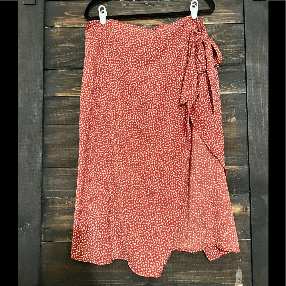 • Red Floral Sarong Skirt •